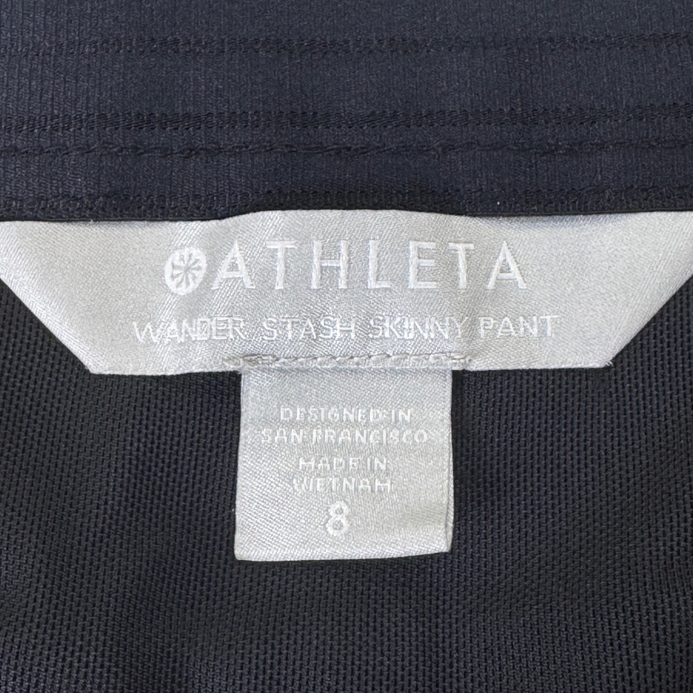 Athleta Wander Stash Skinny Pant Black Tapered Travel Trousers Size 8 - Picture 3 of 8